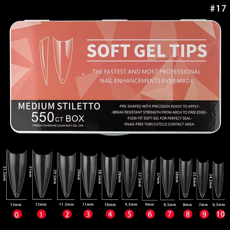 550pcs - Soft Gel Tips - Medium Stiletto