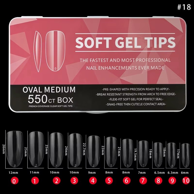 550pcs - Soft Gel Tips - Oval Medium