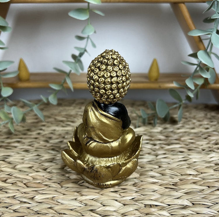 BACKFLOW rökelsehållare Buddha gul/svart