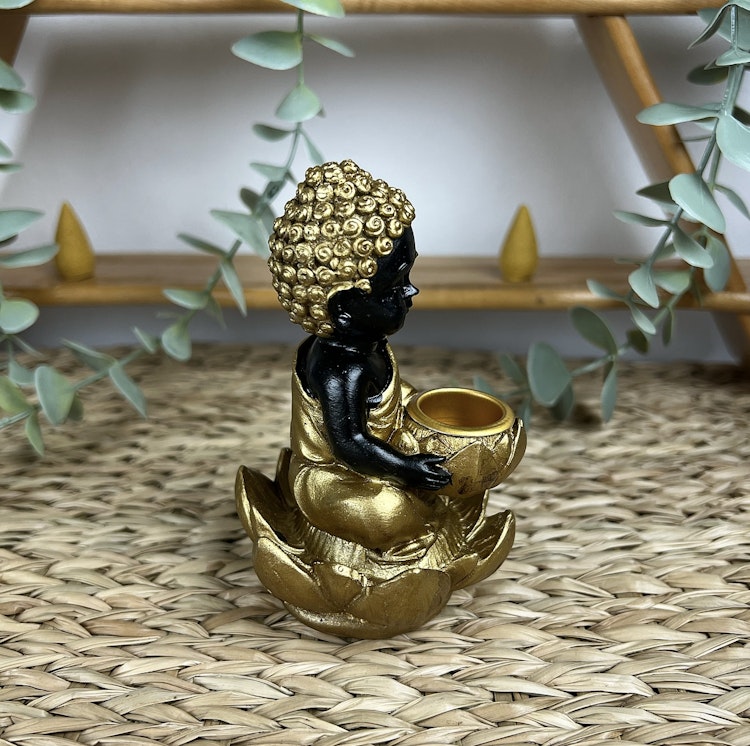 BACKFLOW rökelsehållare Buddha gul/svart
