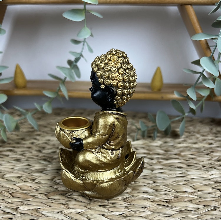 BACKFLOW rökelsehållare Buddha gul/svart
