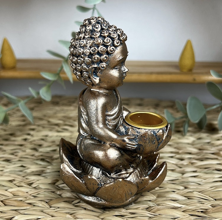 BACKFLOW rökelsehållare Buddha bronsfärgad