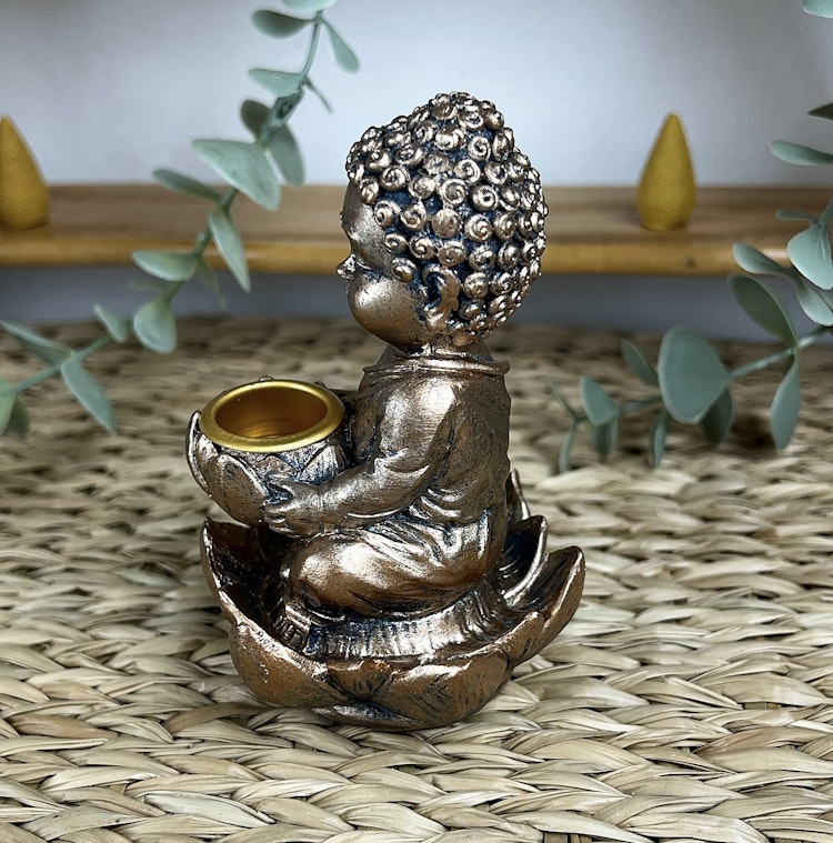 BACKFLOW rökelsehållare Buddha bronsfärgad
