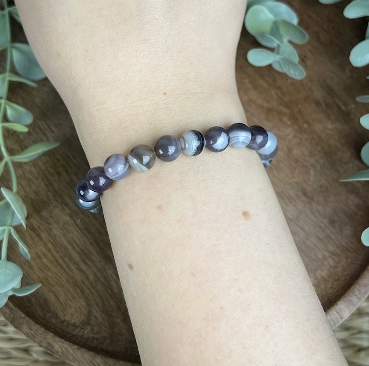 Stenarmband av botswana agat (8 mm)
