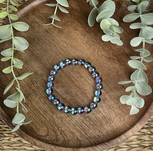 Stenarmband av kvarts med titanaura beläggning (8 mm) B