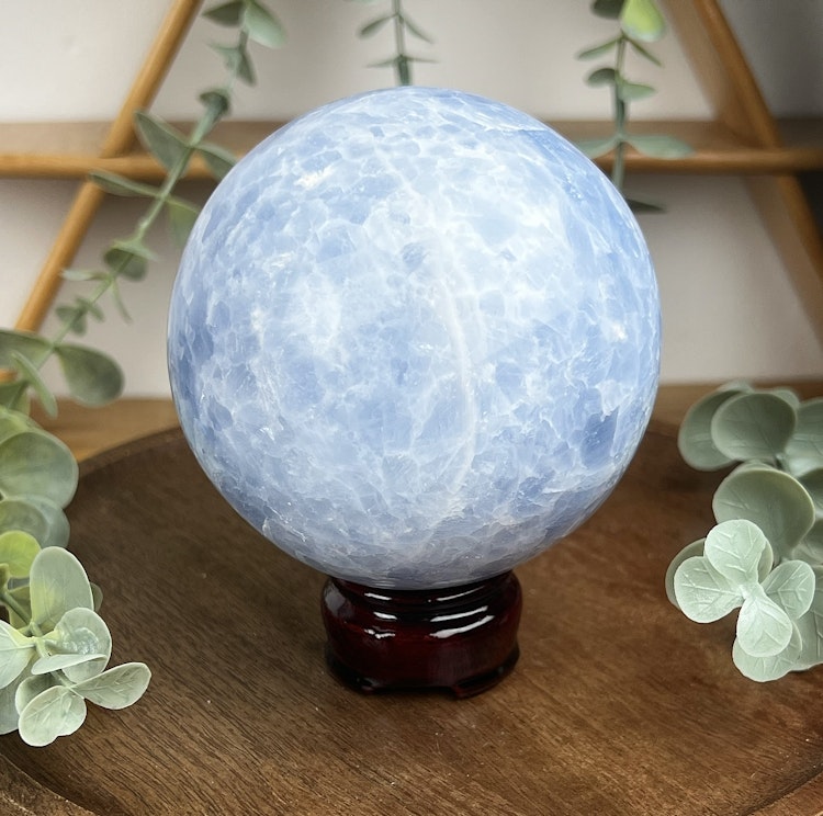 Blå kalcit klot (9 cm i diameter)
