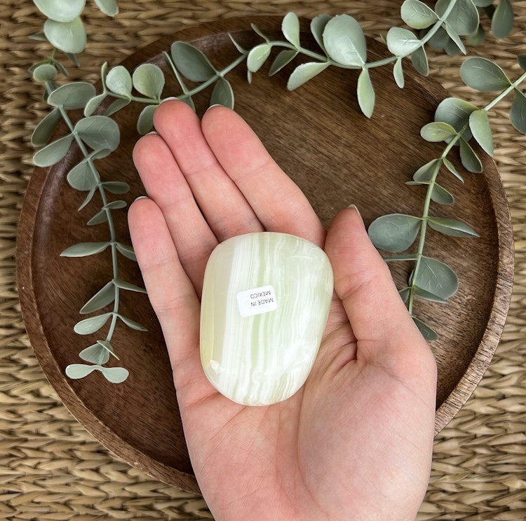 Grön kalcit meditationssten (handsten) A