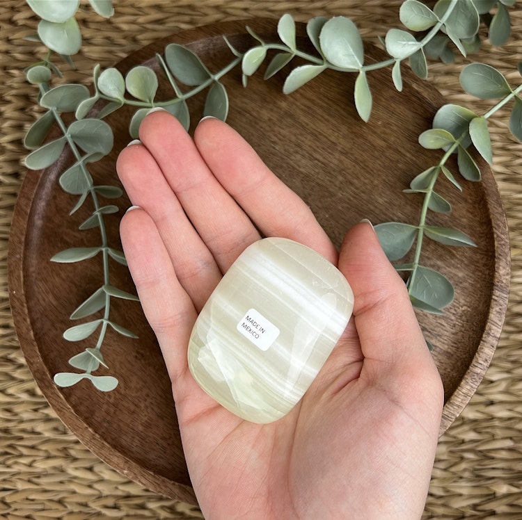 Grön kalcit meditationssten (handsten) C