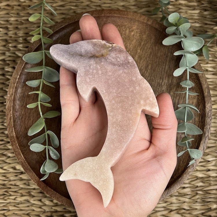 Rosa Ametist delfin carving C