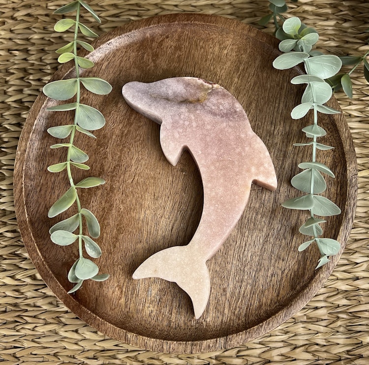 Rosa Ametist delfin carving C