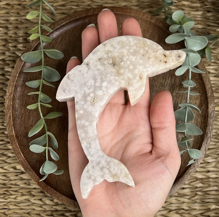 Rosa Ametist delfin carving D