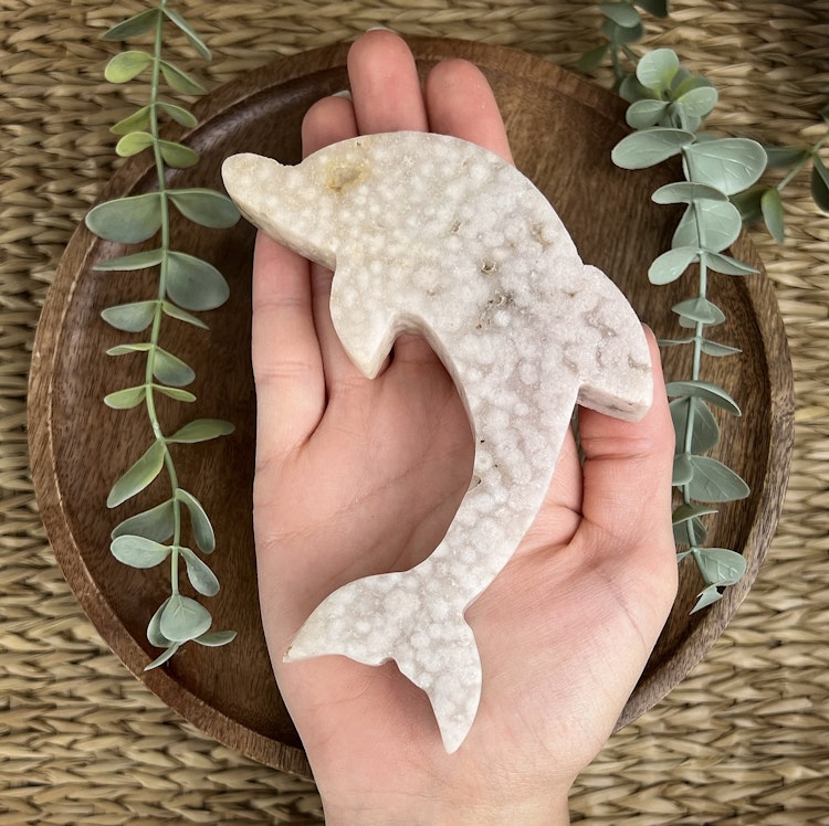 Rosa Ametist delfin carving D
