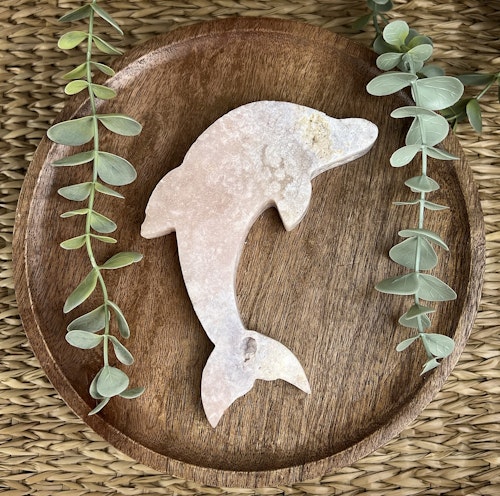 Rosa Ametist delfin carving E