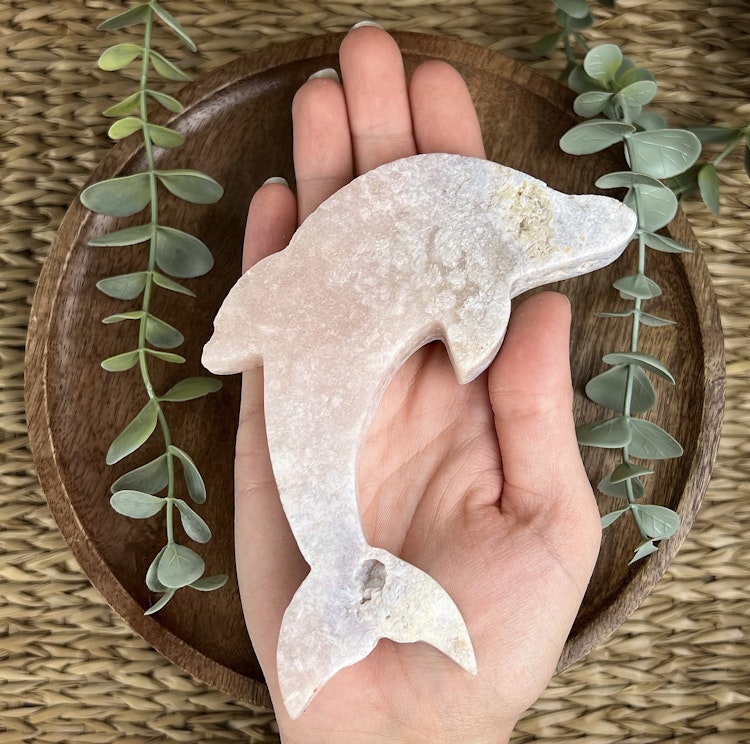 Rosa Ametist delfin carving E
