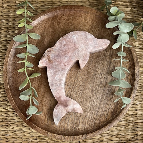 Rosa Ametist delfin carving F