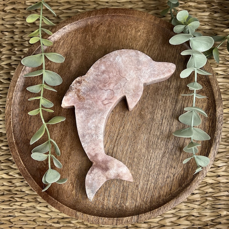 Rosa Ametist delfin carving F
