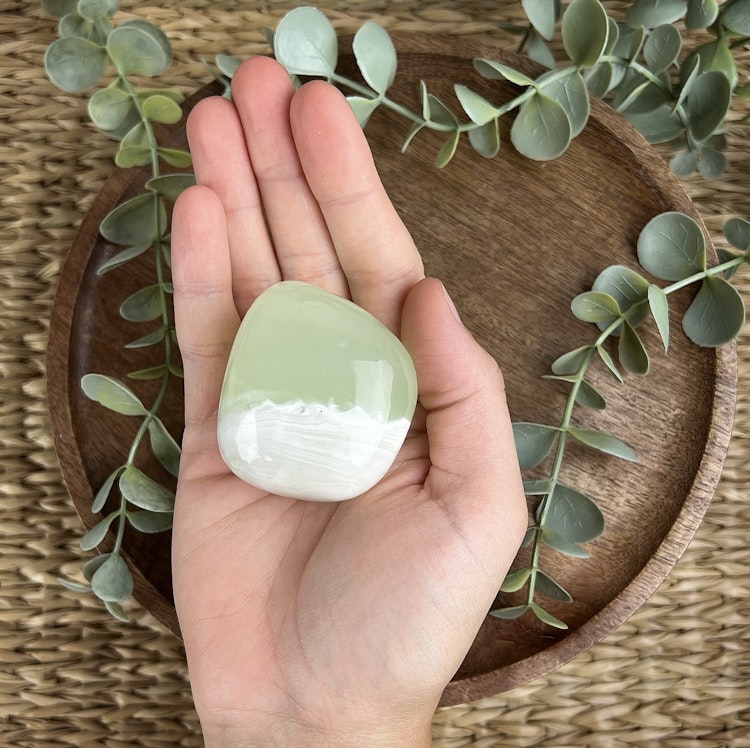 Grön Kalcit meditationssten (handsten) E