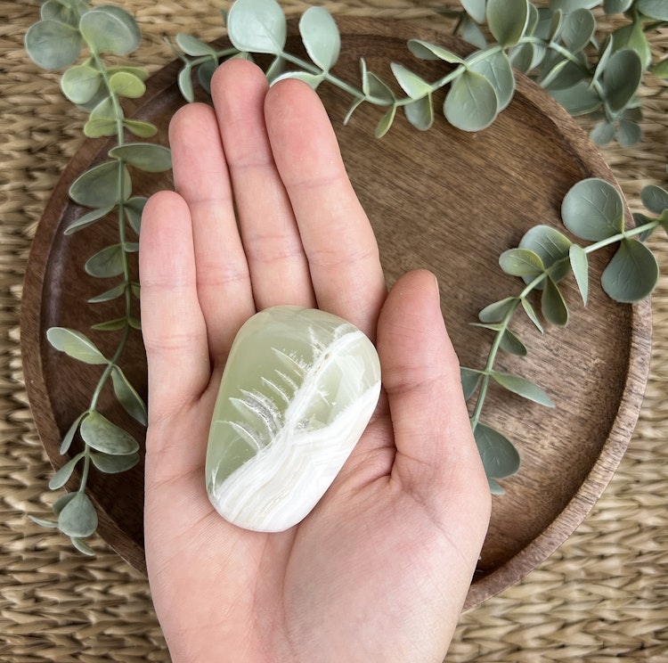 Grön Kalcit meditationssten (handsten) H