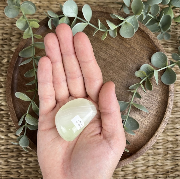 Grön Kalcit meditationssten (handsten) J