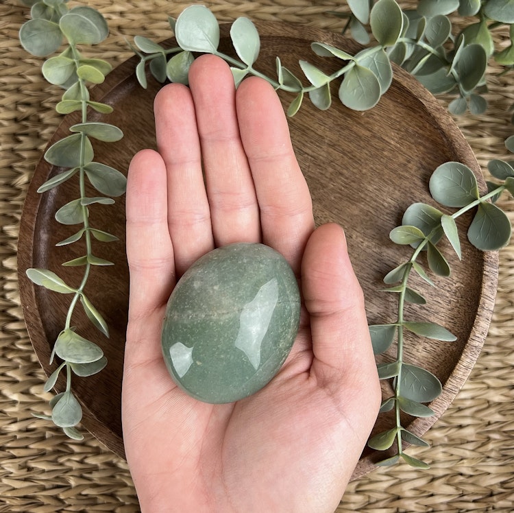 Grön Aventurin meditationssten (handsten) A