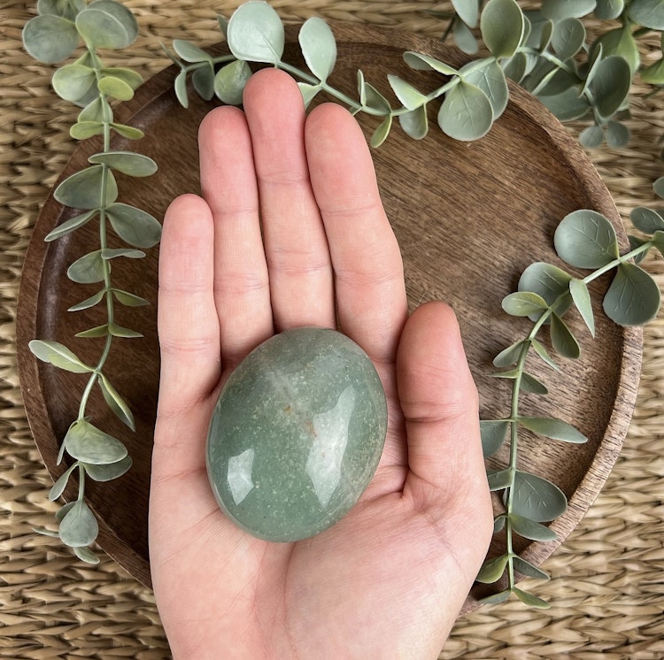 Grön Aventurin meditationssten (handsten) A