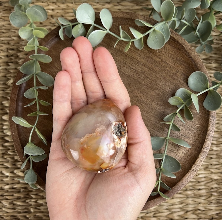 Blomsteragat meditationssten (handsten) A