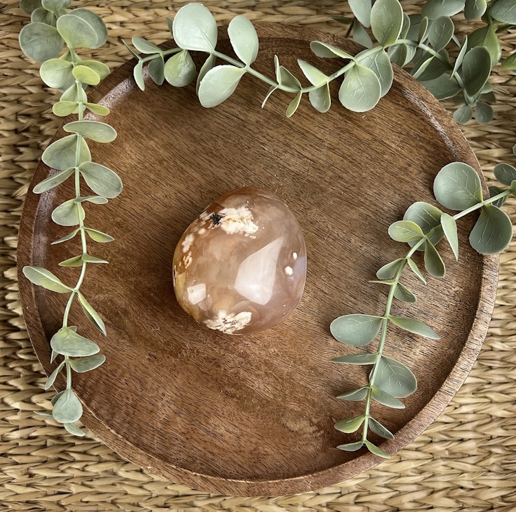 Blomsteragat meditationssten (handsten) A
