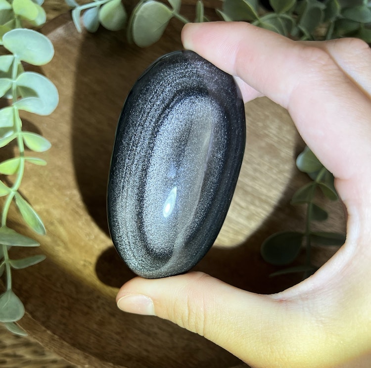 Silversheen Obsidian meditationssten (handsten) A