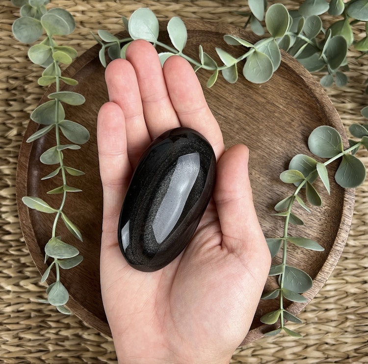 Silversheen Obsidian meditationssten (handsten) A