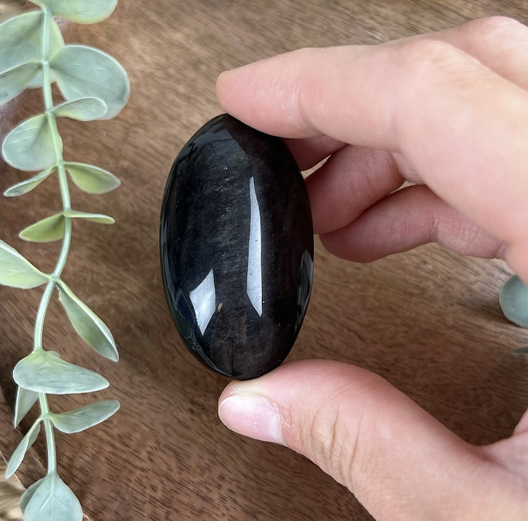 Silversheen Obsidian meditationssten (handsten) D