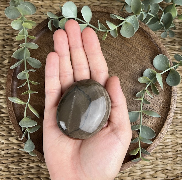 Polykrom Jaspis meditationssten (handsten) H
