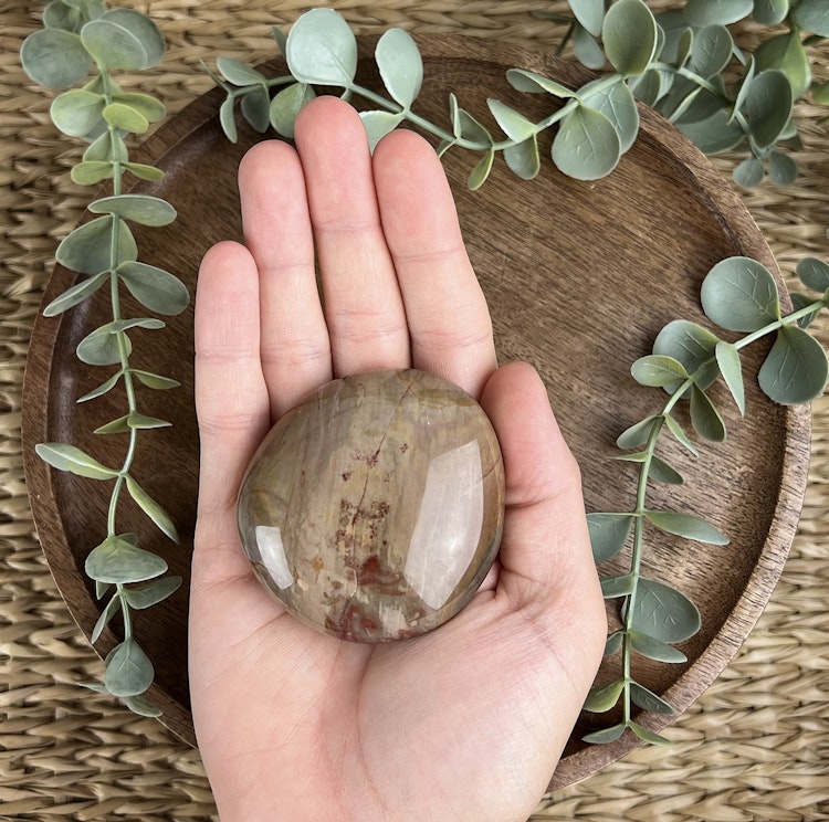 Polykrom Jaspis meditationssten (handsten) I