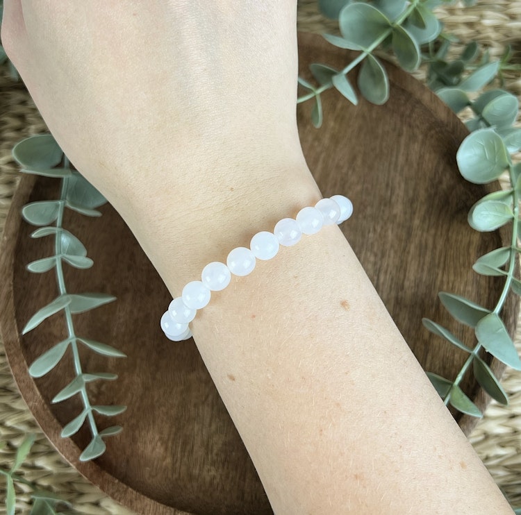 Stenarmband av Vit Agat (8 mm)
