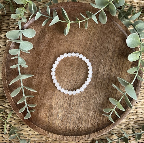 Stenarmband av Vit Agat (6 mm)