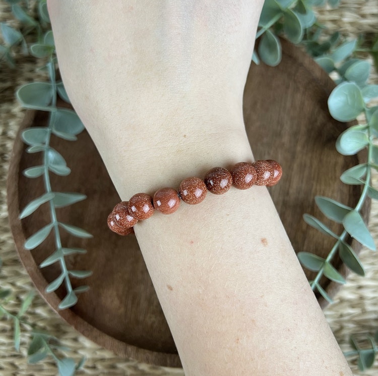 Stenarmband av brun Guldsten (10 mm)