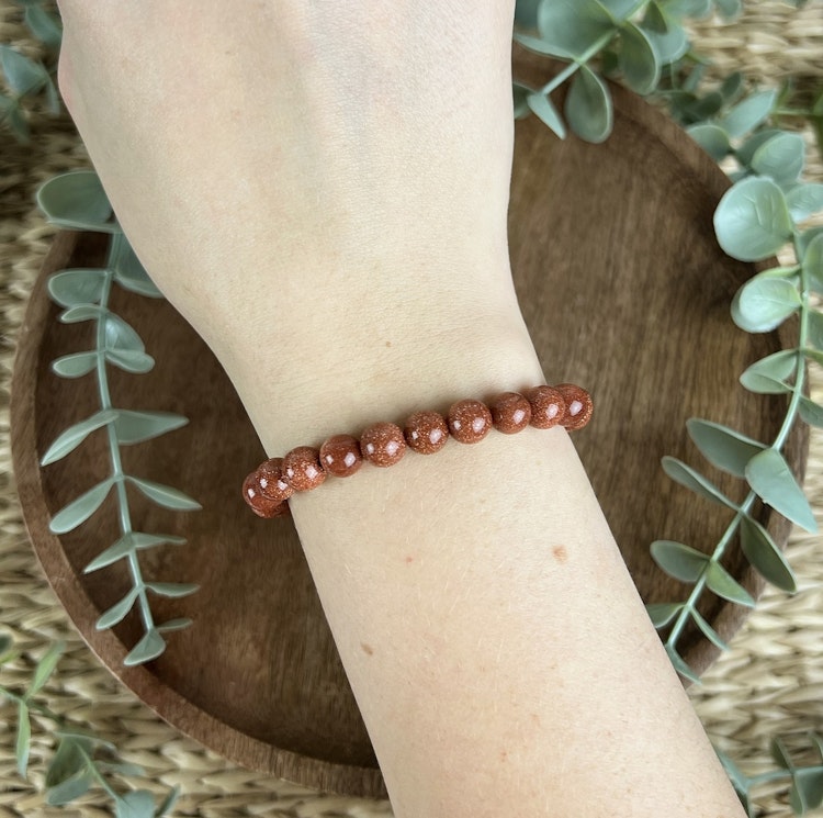 Stenarmband av brun Guldsten (8 mm)