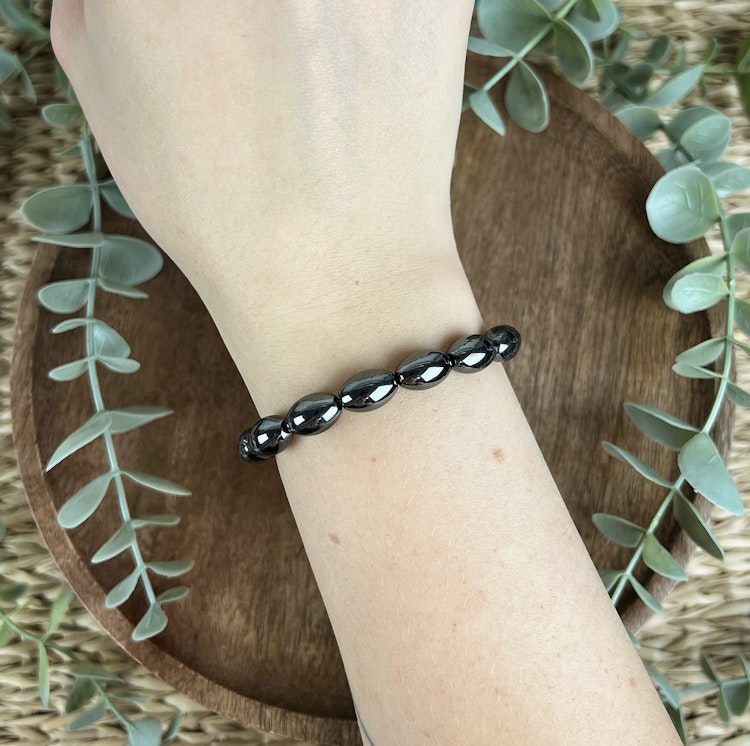 Stenarmband av Hematit (oval)