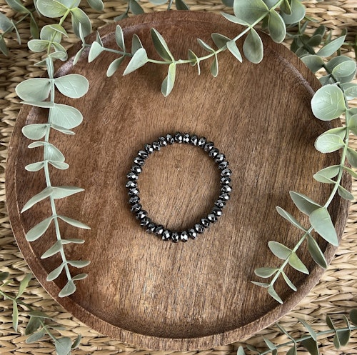 Stenarmband av Hematit (facetterade rondeller)