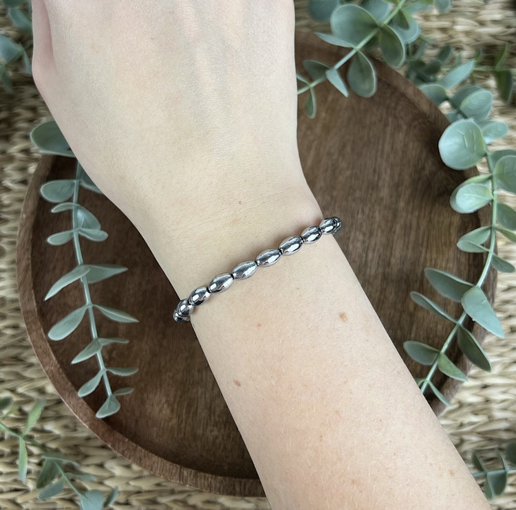Stenarmband av pläterad Hematit (oval)
