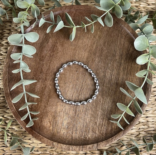 Stenarmband av pläterad Hematit (oval)