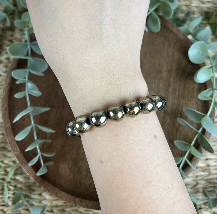 Stenarmband av pläterad Hematit (12 mm)