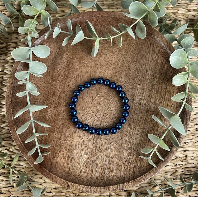 Stenarmband av pläterad Hematit (8 mm)