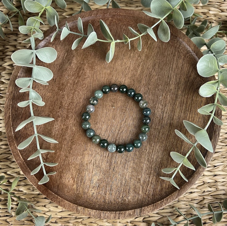 Stenarmband av Mossagat (8 mm)
