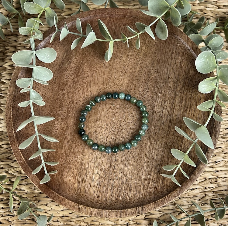 Stenarmband av Mossagat (6 mm)