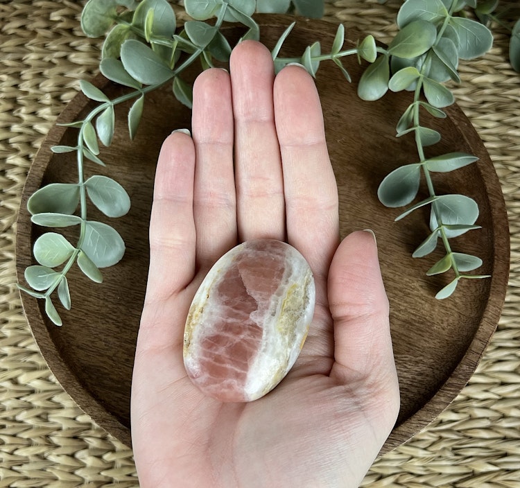 Rosenkalcit meditationssten/handsten L