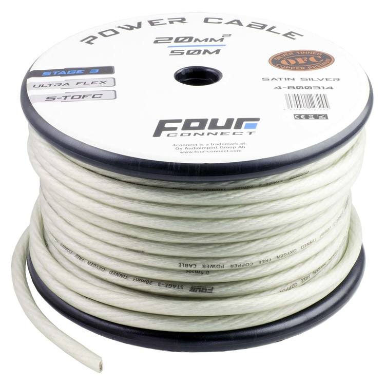 FOUR Connect STAGE3 20mm2 Satin Silver S-TOFC Power Cable