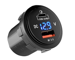 4Connect 4-600162 Waterprof USB-Charger With Voltage Display