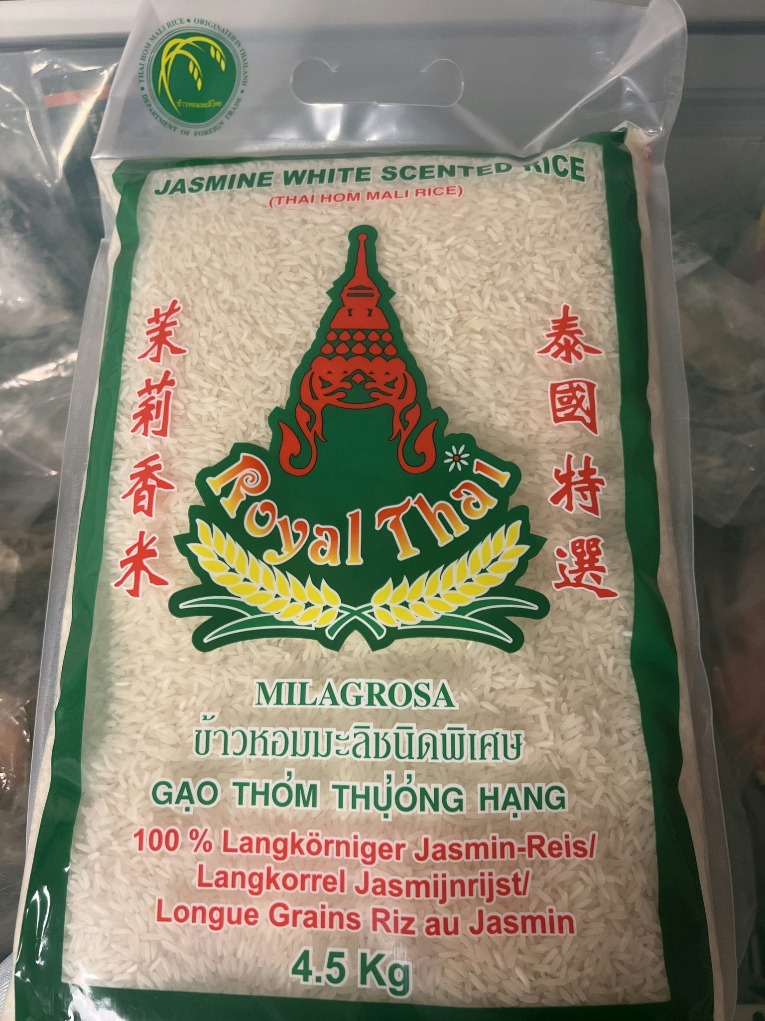 Royal thai jasmine scent rice 4,5 kg