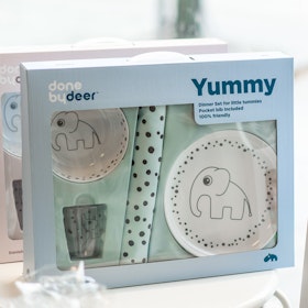 Done By Deer "Dinner Set Happy Dots Yummy" Blå