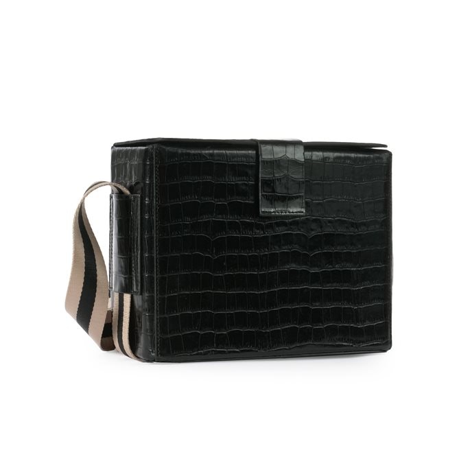 BLACK BOX BAG CROCO LEATHER